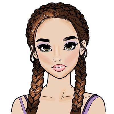 realistic girl with braids