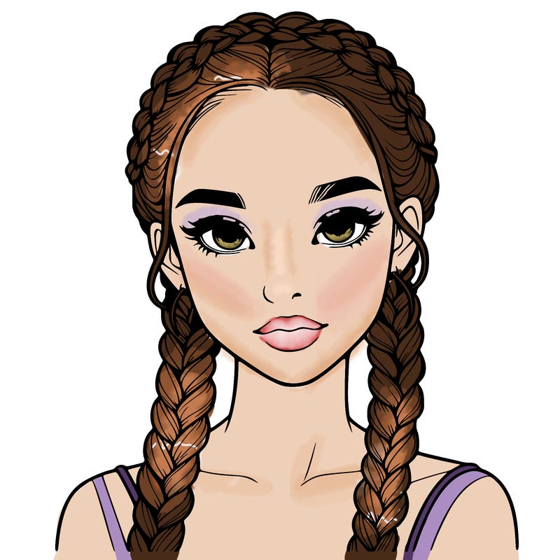 realistic girl with braids