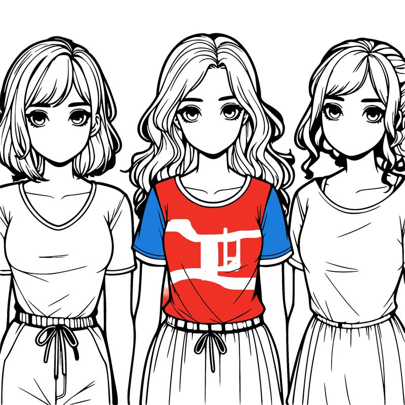 three realistic girls standing up