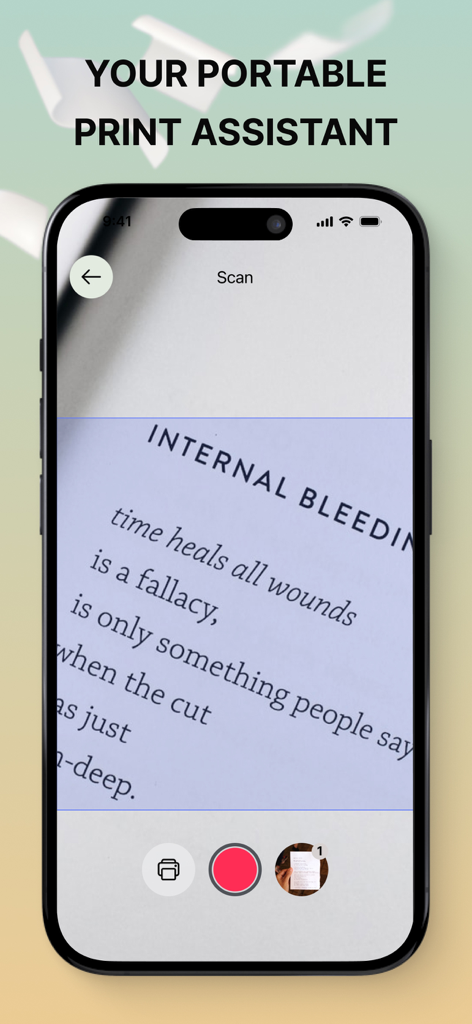 Smart Printer App - iPrint - Un smartphone escaneando un documento utilizando la función Smart Printer App iPrint