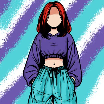 realistic girl faceless with baggy pants and a crop top