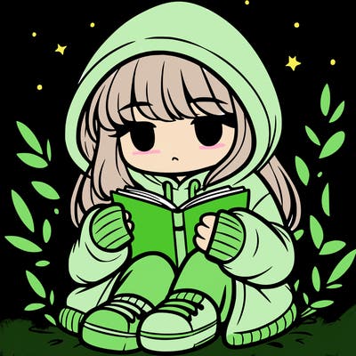 girl in oversized hoodie reading a book