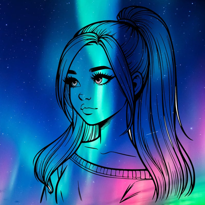 realistic girl with a high ponytail