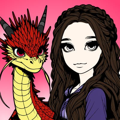 realistic girl with a dragon