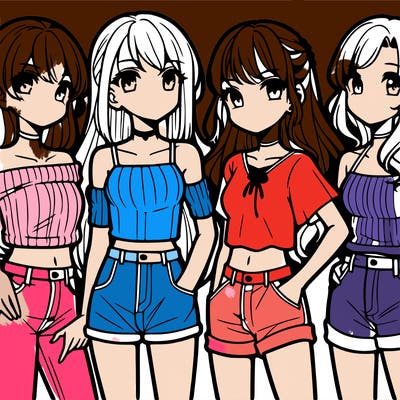teen manga girls group of 4