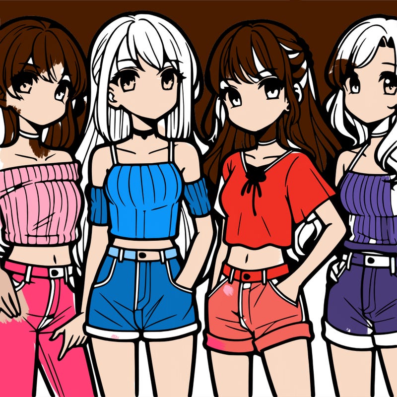 teen manga girls group of 4