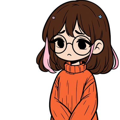 sad girl with glasses in a sweater