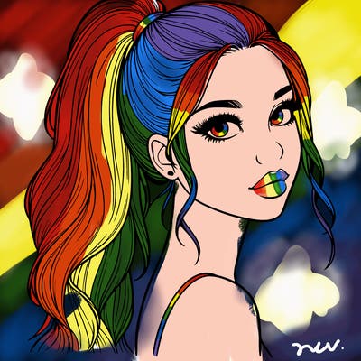 realistic pretty girl with high pony tail