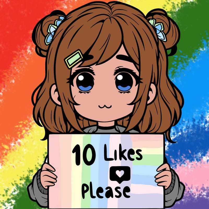 a girl with a sign saying 10 likes please