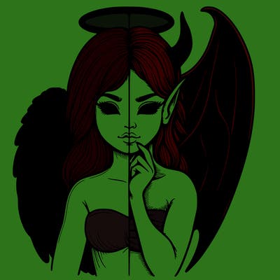 realistic angel half demon