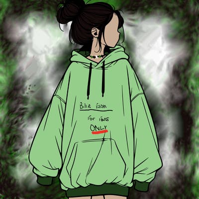 realistic girl with a oversized sweatshirt on and a bun