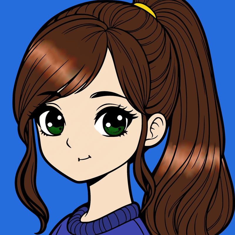 realistic girl with a ponytail