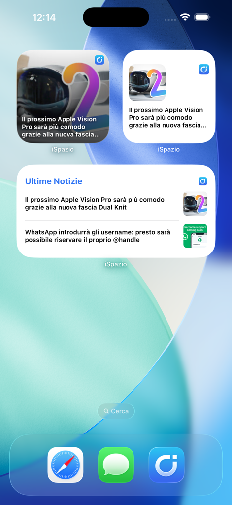 iSpazio - iSpazio widgets on iPhone home screen displaying latest Apple news headlines