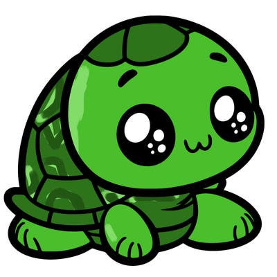 cute little animated turtle