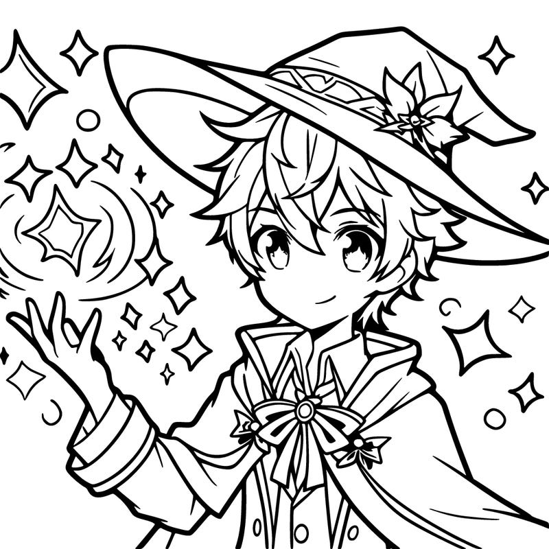 anime boy with magic