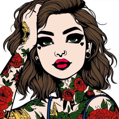 realistic girl with tattoos all over