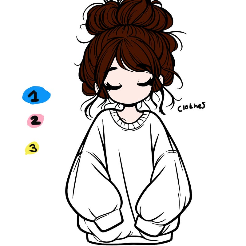 girl with baggy sweatshirt and messy bun