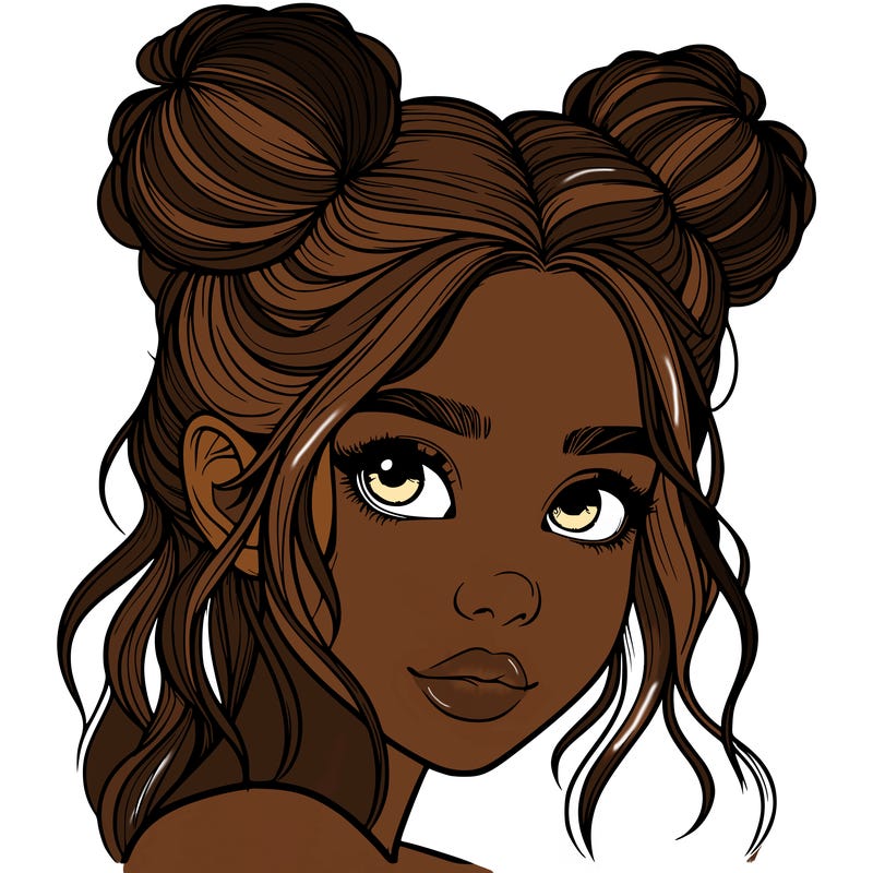 realistic girl with hair buns on her head