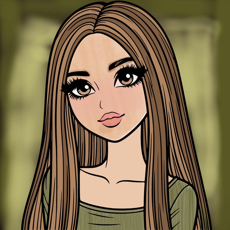 realistic girl with straight and long hair