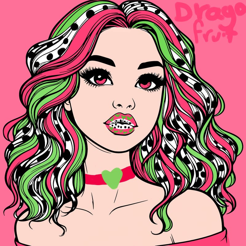 realistic girl with wavy hair and lips