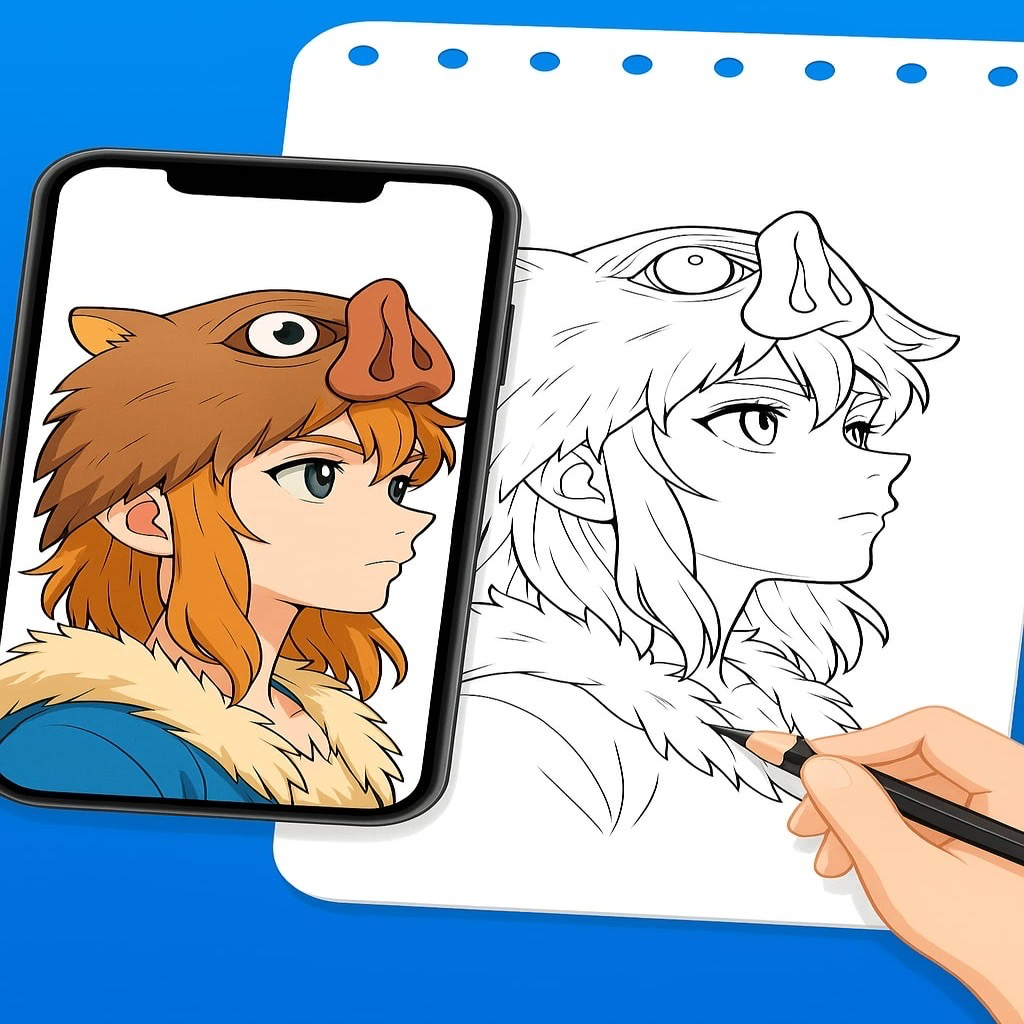 Anime drawing Trace Art - Graphics & Design App | MWM
