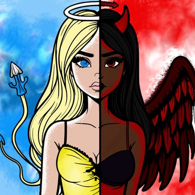 devil vs angel realistic girl