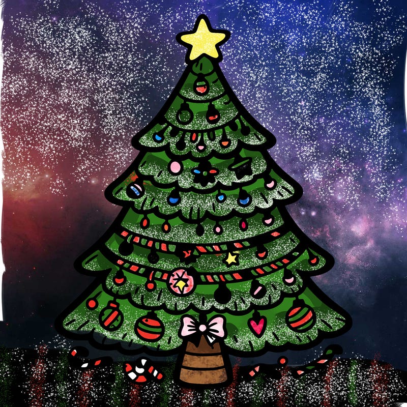 christmas tree with lots of details