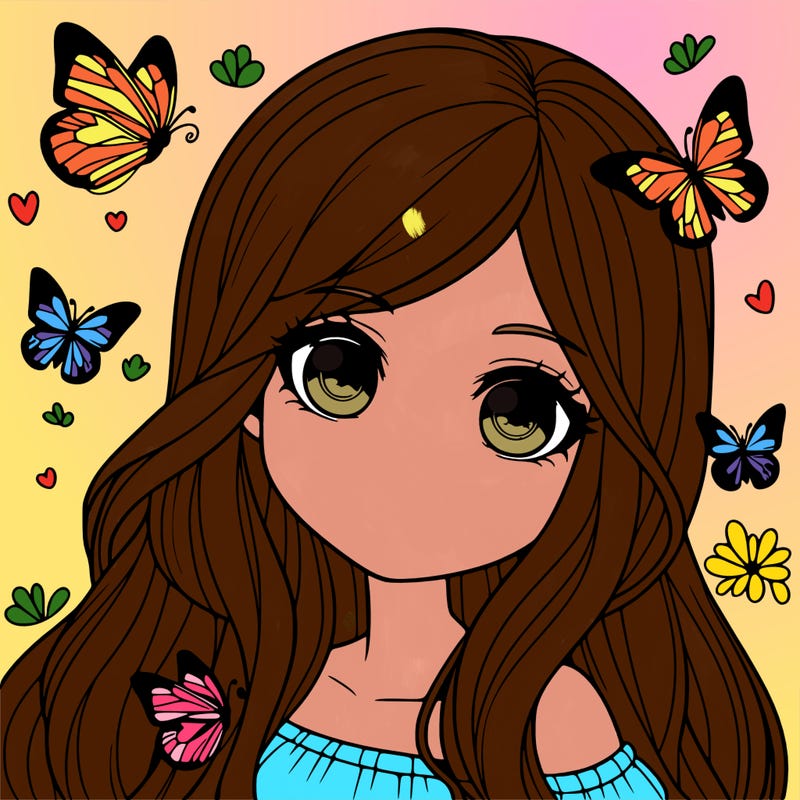 realistic girl with butterflies around her