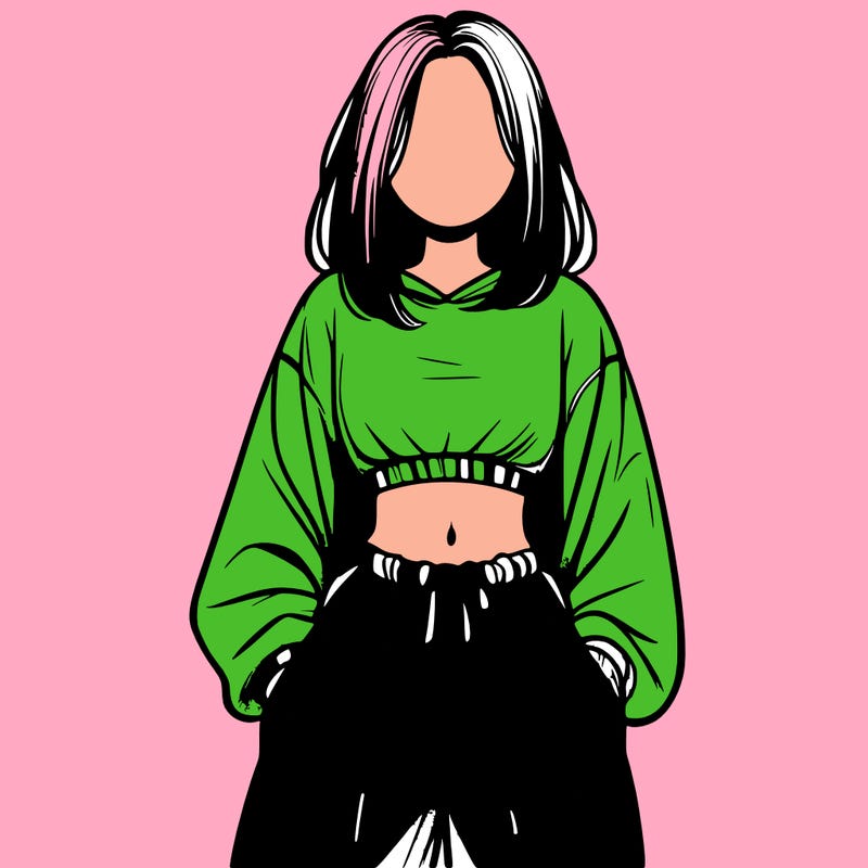 realistic girl faceless with baggy pants and a crop top