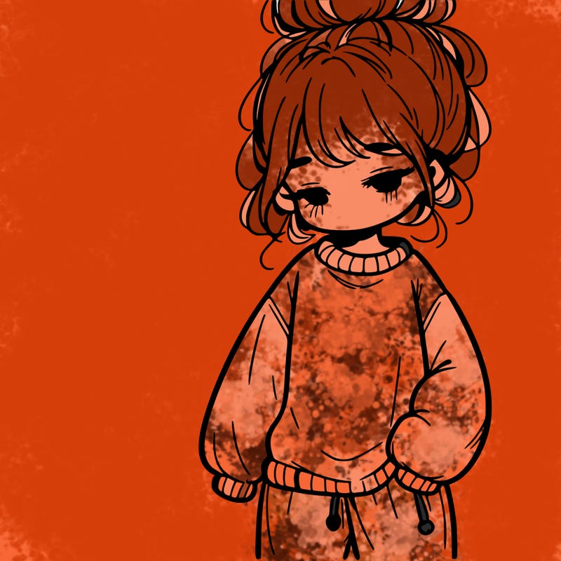 girl with baggy jumper and messy bun