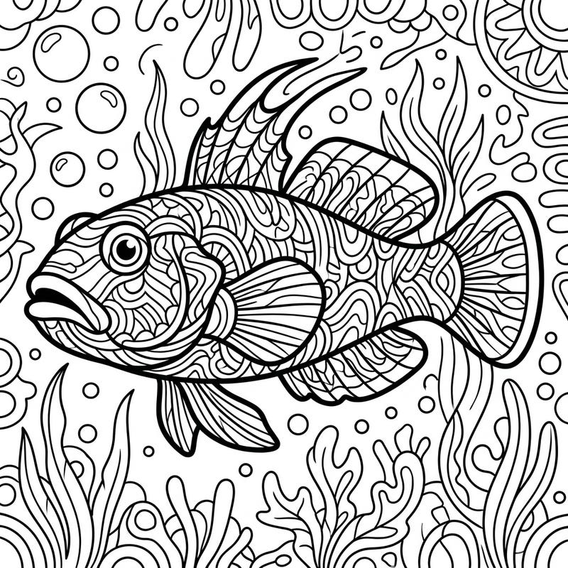 Immerse yourself in the calming world of Zentangle with this unique goby fish coloring page. Its detailed patterns and marine environment offer a wonderfully meditative artistic escape.