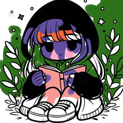 girl in oversized hoodie reading a book