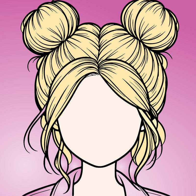 realistic girl with buns on the top of her hair