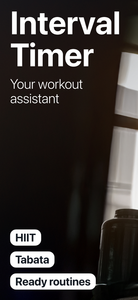 Interval Timer: Tabata & HIIT - Interval Timer app splash screen showing HIIT and Tabata workout routines