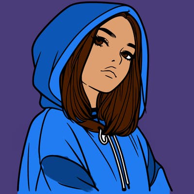 a realistic girl in a hoodie