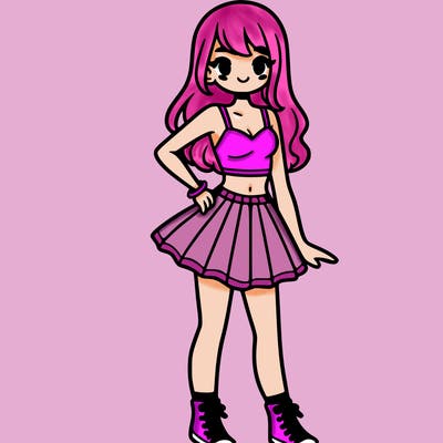 girl with a skirt and a crop top