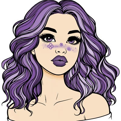realistic girl with wavy hair and lips