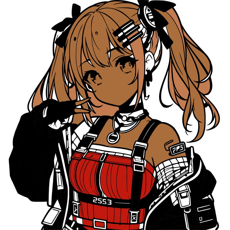 anime teen girl in cyberpunk outfit