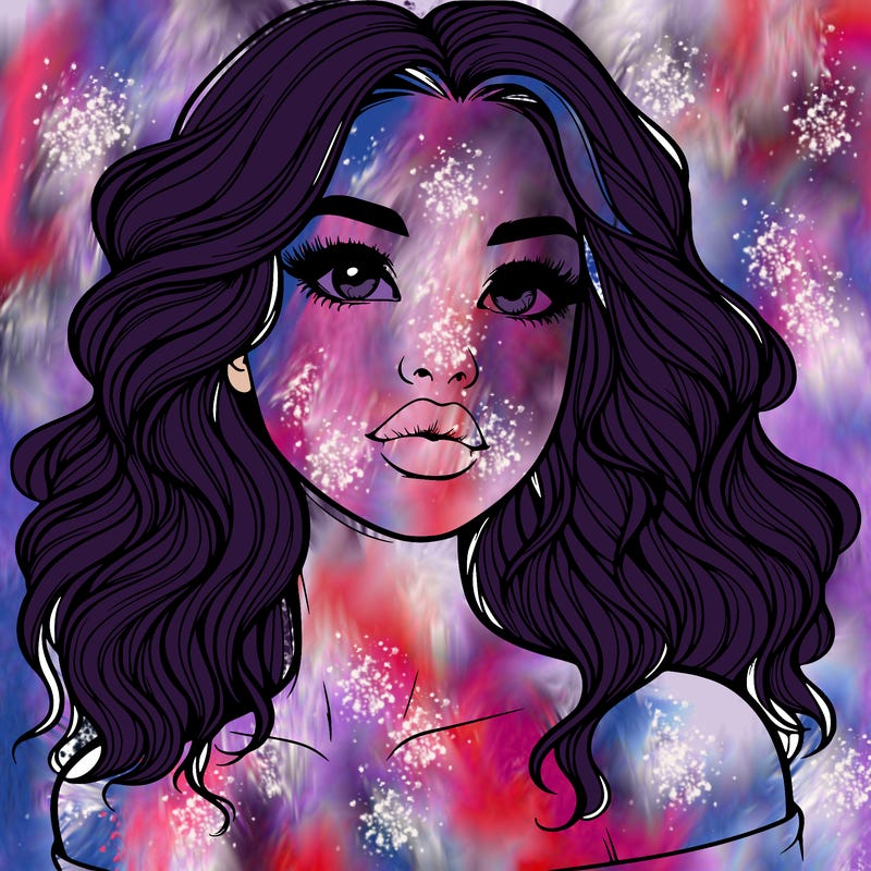 realistic girl with wavy hair and lips