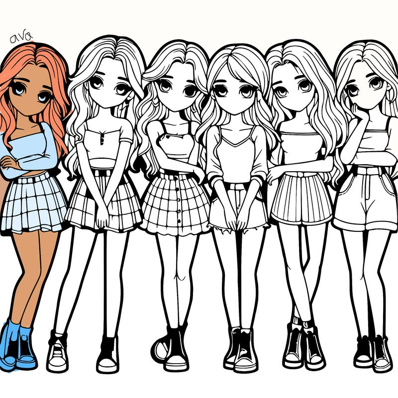 a group of girls realistic