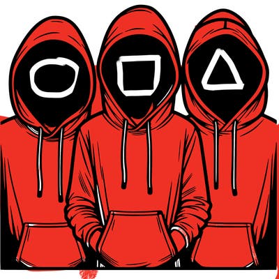 3 faceless people in  hoodies