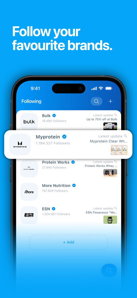 DROPTIME - the Supplement App - Mobile app interface for following supplement brands and tracking latest deals