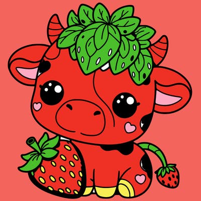 cute strawberry cow