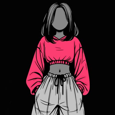 realistic girl faceless with baggy pants and a crop top