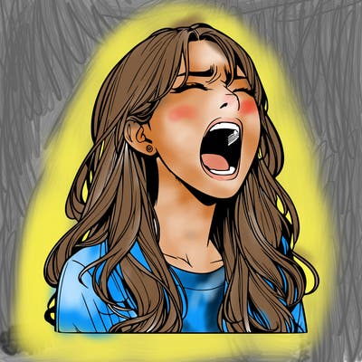 screaming realistic, girl