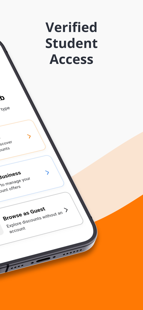 Interfaz de la aplicación Tullab mostrando la pantalla de Acceso Verificado para Estudiantes y opciones de navegación para invitados.