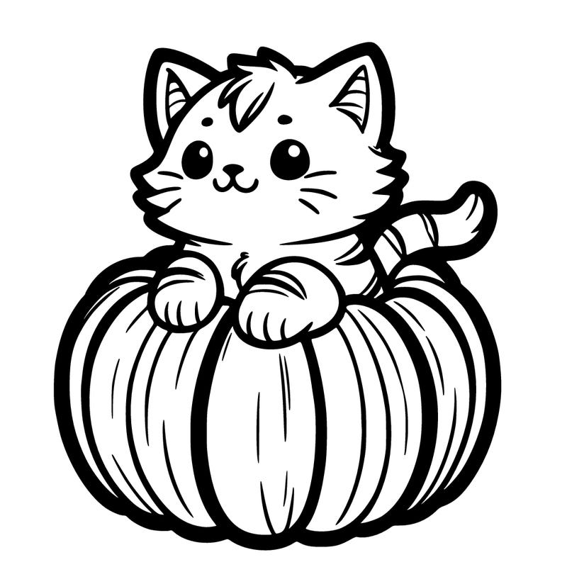 cat in a pumpkin