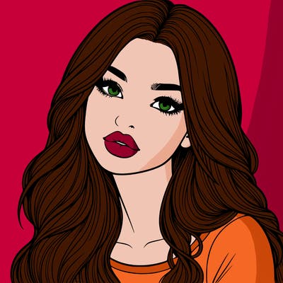 realistic girl with hair on her hair and lips