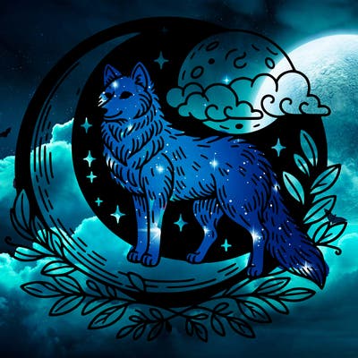 wolf in moon