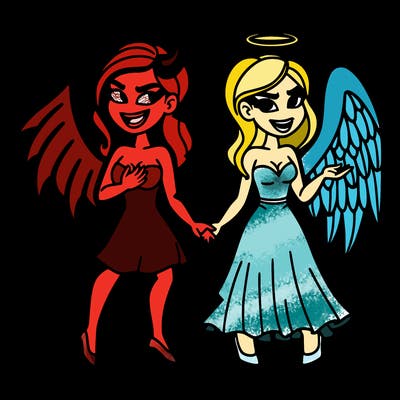devil woman and angel woman split